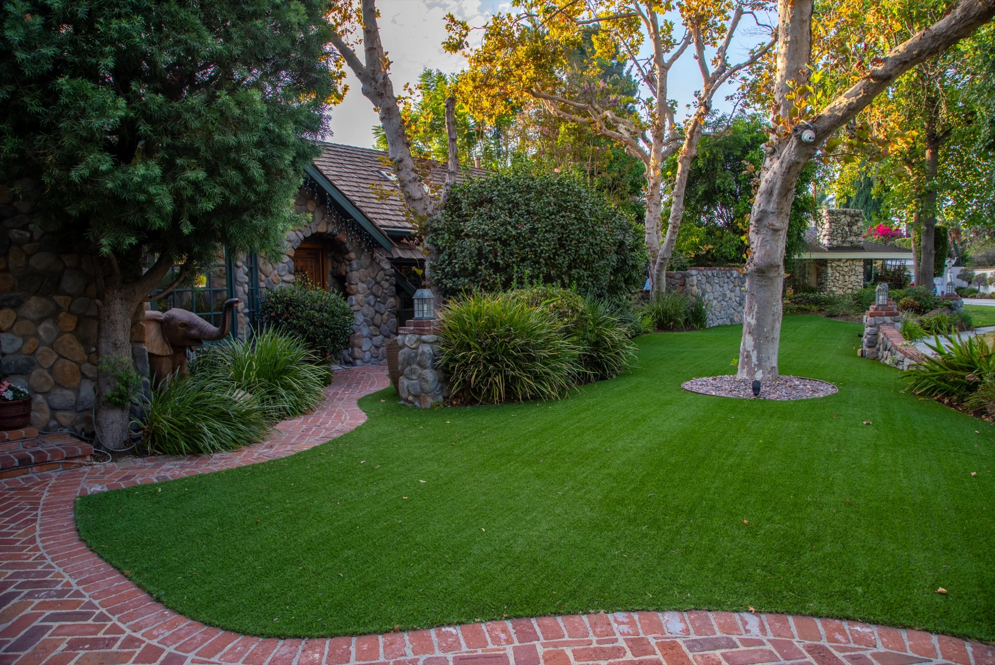The front lawn and gardens at The Enchanted Manor