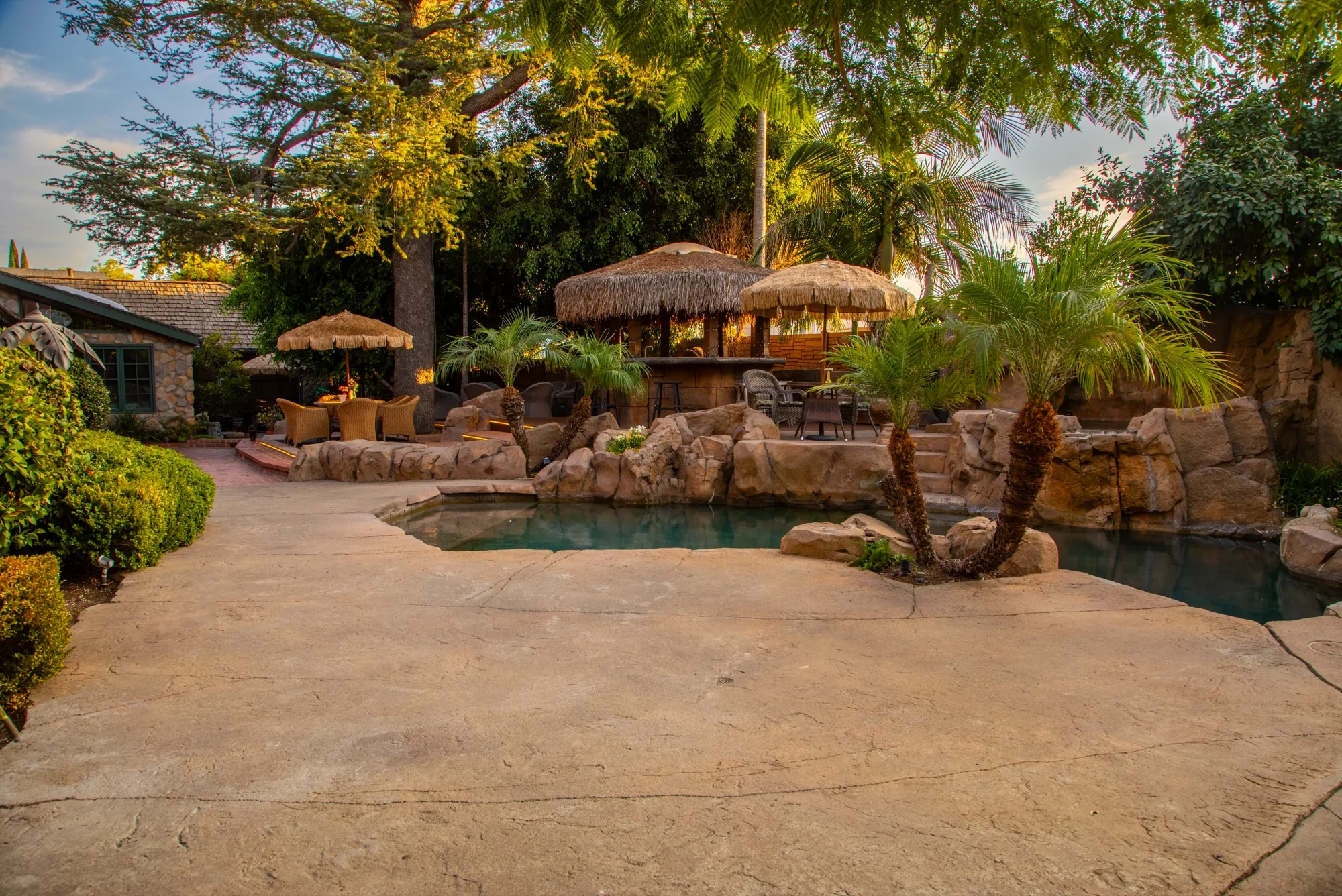 The full length of the grotto pool at The Enchanted Manor