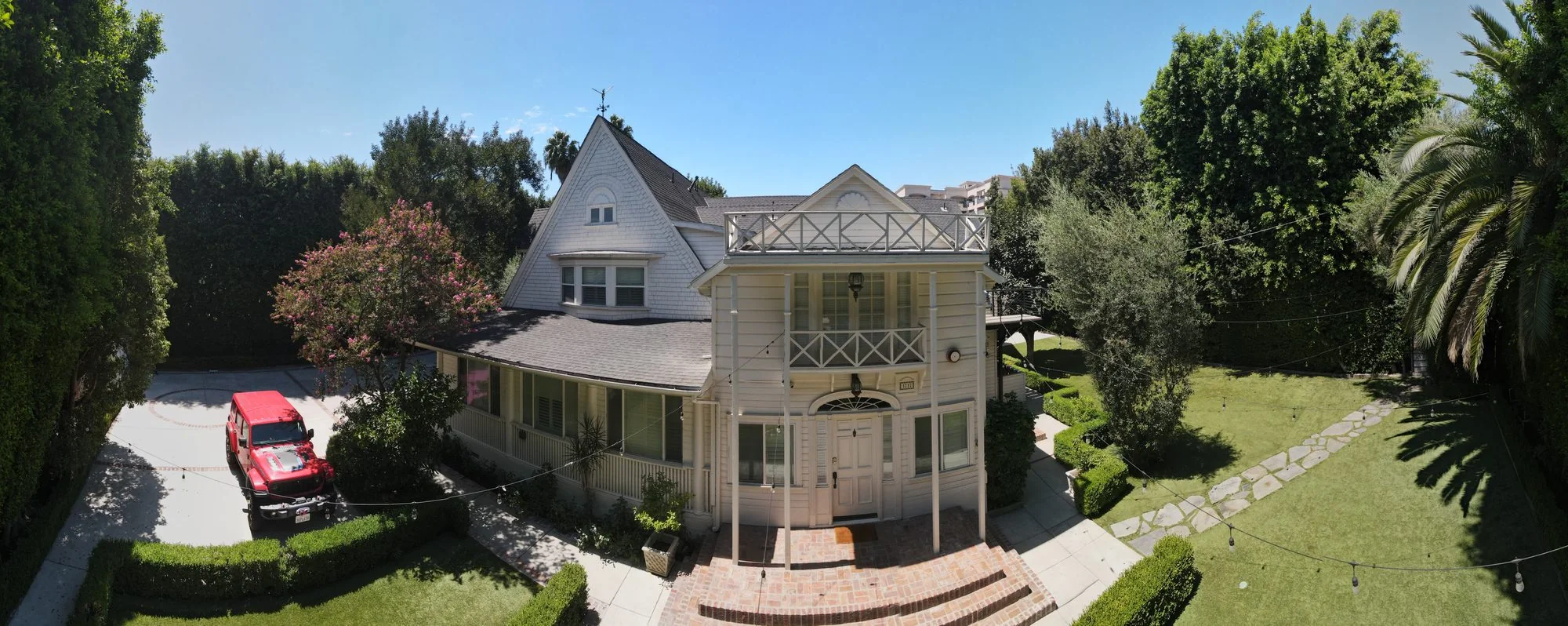 Lombardi House and its gardens from the air