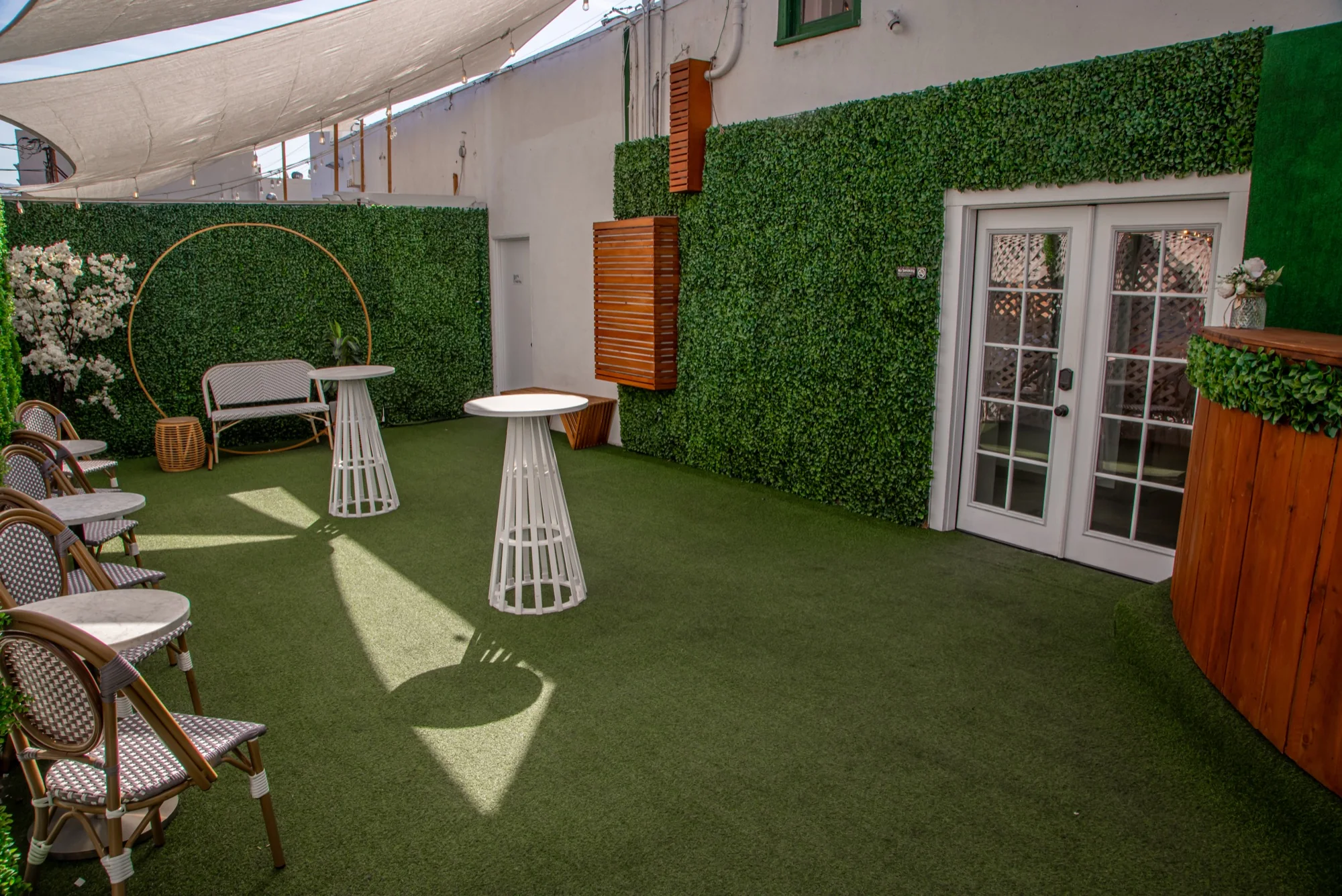 The french doors onto the patio at Violet Cactus Studio