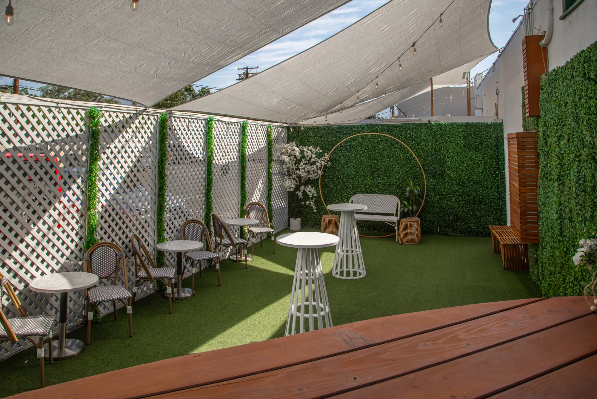 The full length of the patio at Violet Cactus Studio